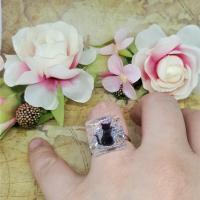 Bague chat carre