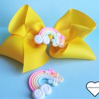 Barrette gros noeud jaune coiffure