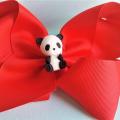 Barrette noeud rouge panda petite fille