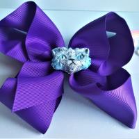 Barrette noeud violet fait main