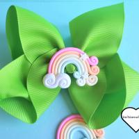 Barrette verte arc en ciel