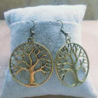 Boucles d oreille arbre de vie dore femme