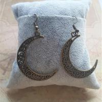 Boucles d oreille lune bronze