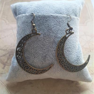 Boucles d oreille lune bronze
