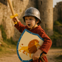 Deguisement medievale enfant epee et bouclier en bois 2 
