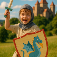 Deguisement medievale enfant epee et bouclier en bois 3 