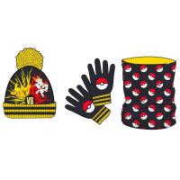 Ensemble hiver pokemon snood bonnet et gants pikachu