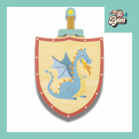 Epee bouclier en bois jouet enfant bouclier dragon 1 