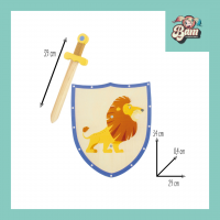 Epee bouclier en bois jouet enfant bouclier lion 4 